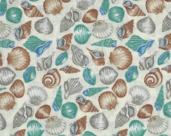 Coastal Shells Cotton Quilt Fabric by the Yard - Makower 1164