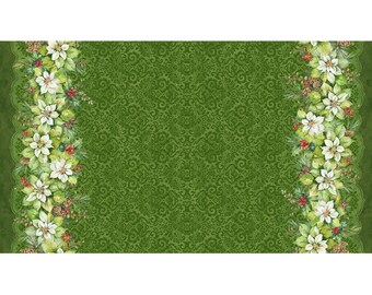 Remnant 31-inch Cotton Quilt Fabric, Northcott Deck the Halls, Green Border 22880-74