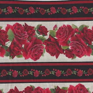 Rose Stripe Red, Cotton Quilt Fabric by the Yard, Timeless Treasures ...