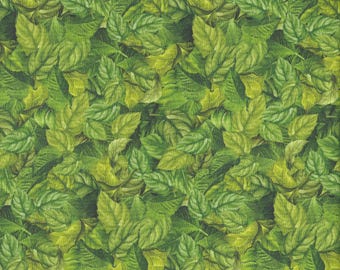 May include: A seamless pattern of green leaves, with varying shades of green, creating a lush and natural background.