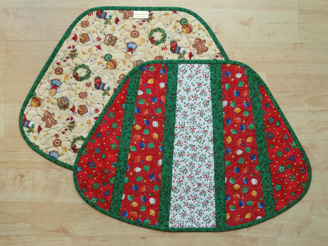 Wedge Placemats Quilted 13.5x19inch Set of 2 Christmas Lights Etsy