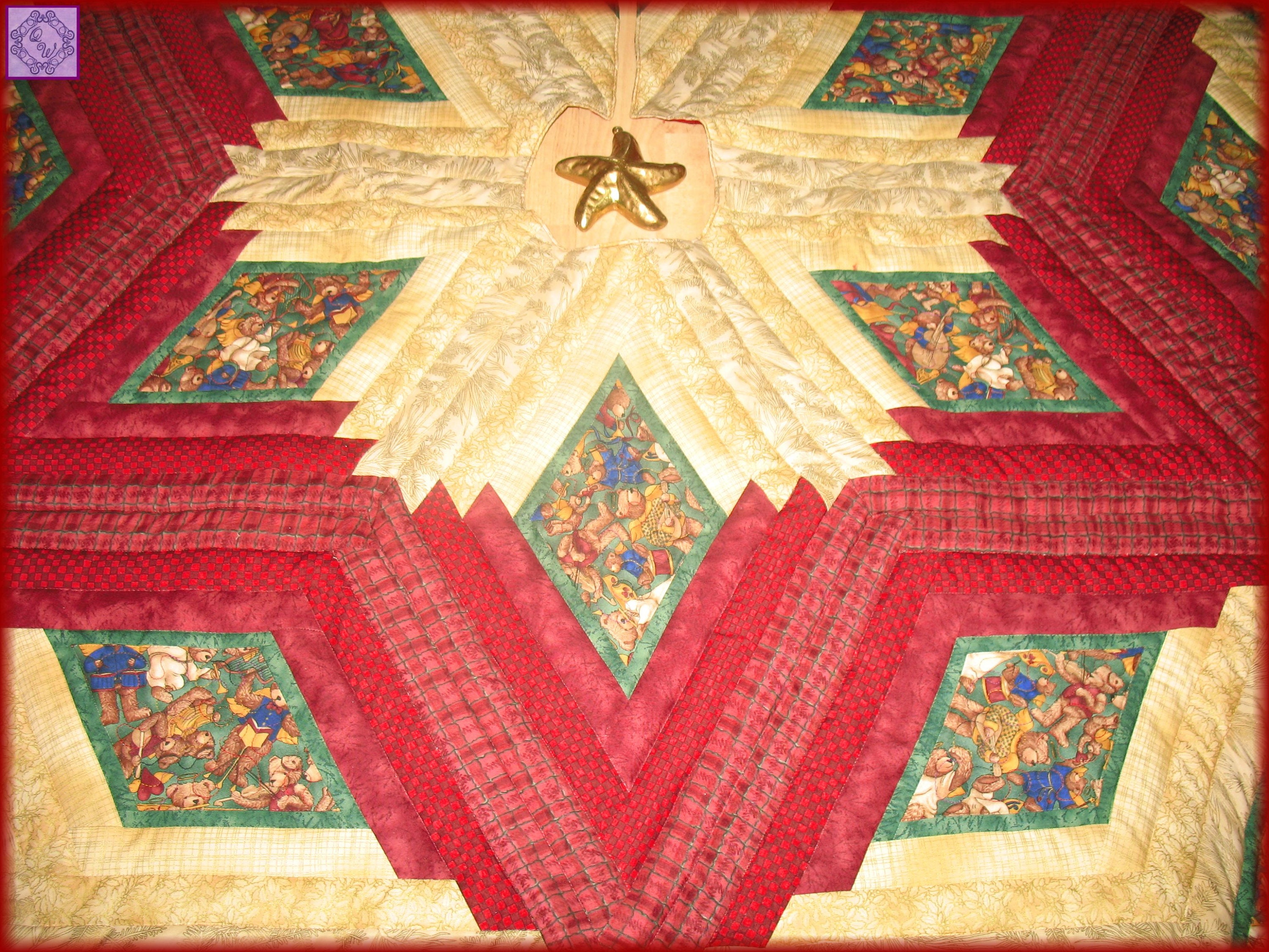 Quilted Christmas Tree Skirt 54x62-inch Teddy Bear Angels - Etsy