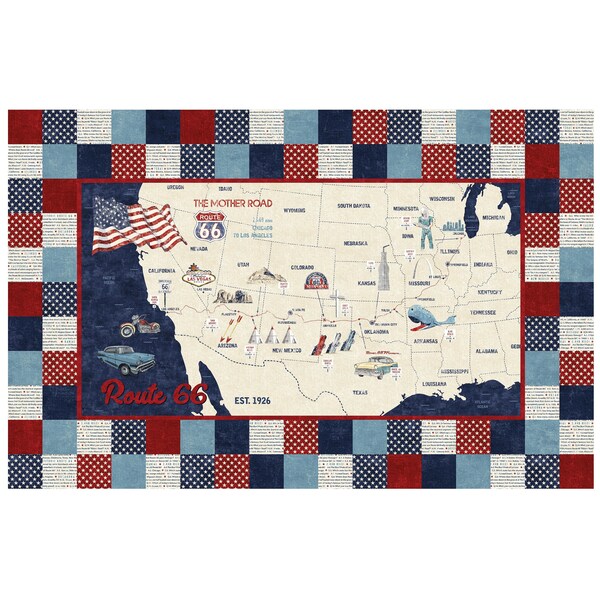 Route 66 Quilting Panel - Etsy