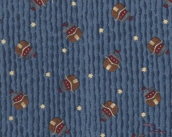 Remnant 8-inch Cotton Quilt Fabric, Ark Boats on blue with white stars