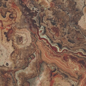 May include: An abstract pattern featuring a marbled design in shades of brown, red, and beige. The image has a geological appearance, with swirling lines and organic shapes. The colour palette is warm and earthy, reminiscent of natural stone formations, creating a textured effect.