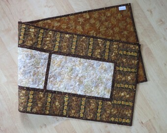 Quilted Table Runner, 14x41.5-inch Shades of the Season Brown #2174
