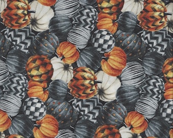 Remnant 17-inch Northcott Spellbound, Cotton Quilt Fabric, Black Pumpkins 28138-99