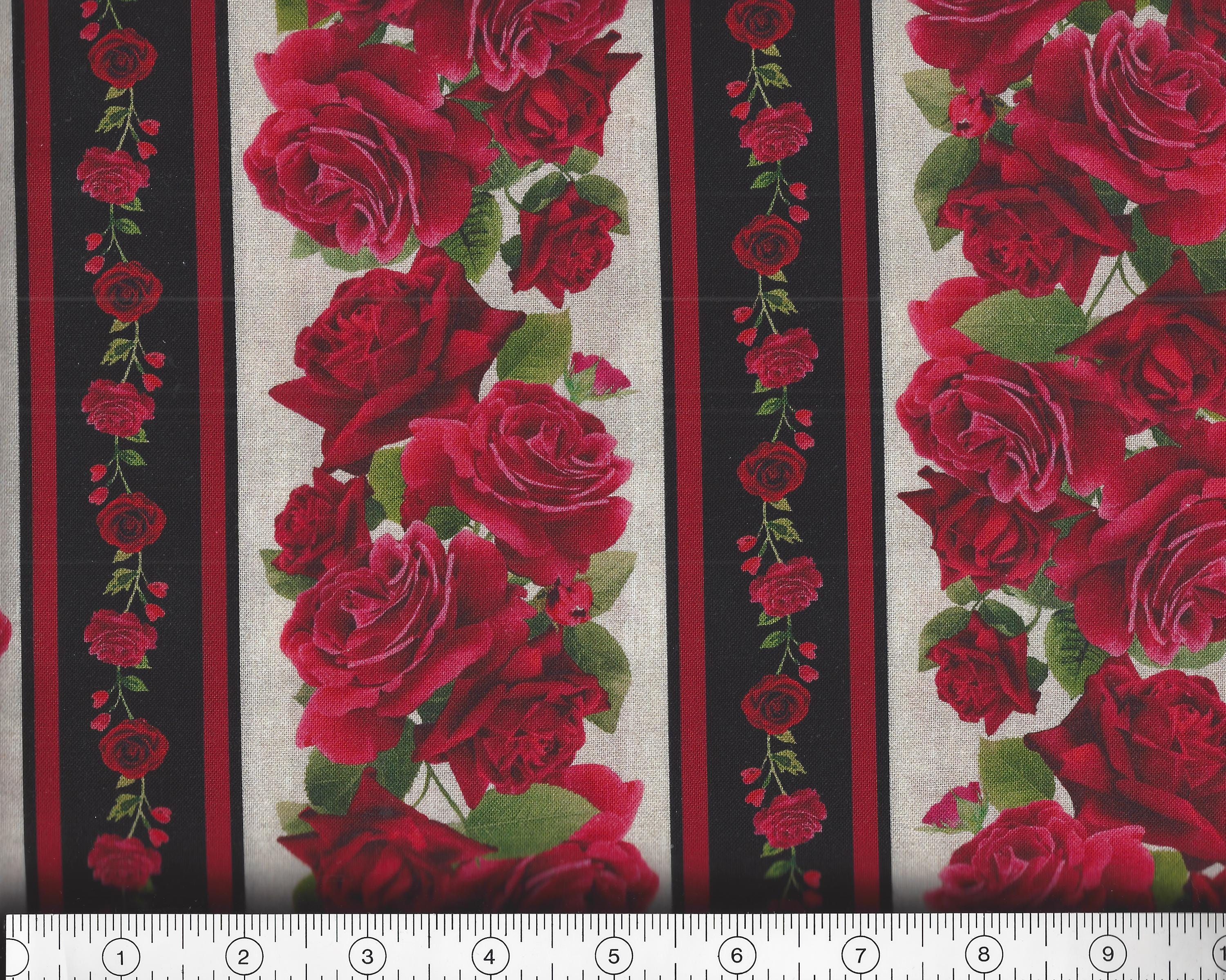 Rose Stripe Red, Cotton Quilt Fabric by the Yard, Timeless Treasures ...
