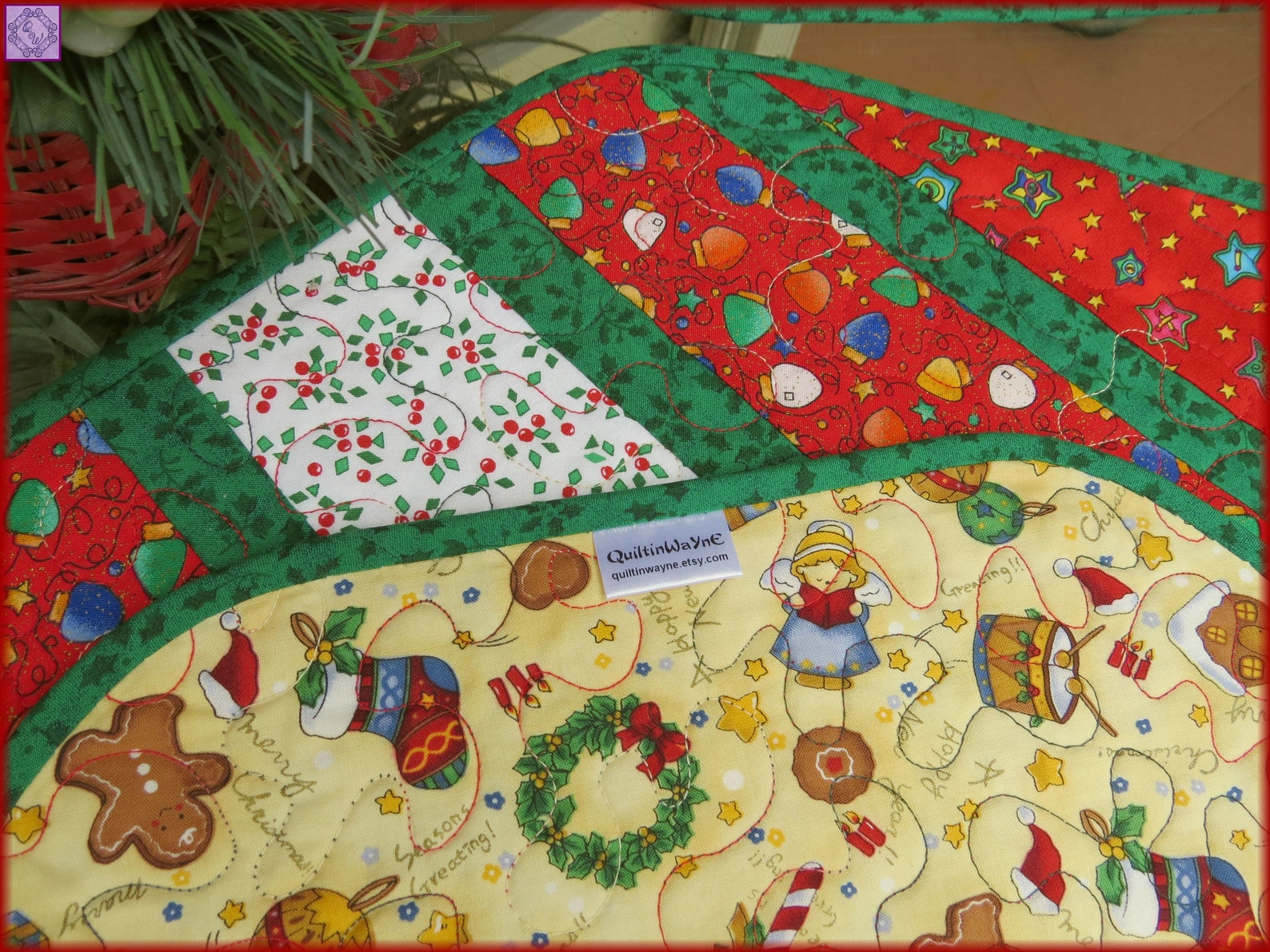 Wedge Placemats Quilted 13.5x19inch Set of 2 Christmas Lights Etsy