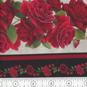 Rose Stripe Red, Cotton Quilt Fabric by the Yard, Timeless Treasures ...