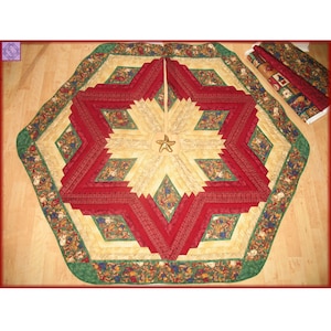 Quilted Christmas Tree Skirt, 54x62-inch, Teddy Bear Angels #105