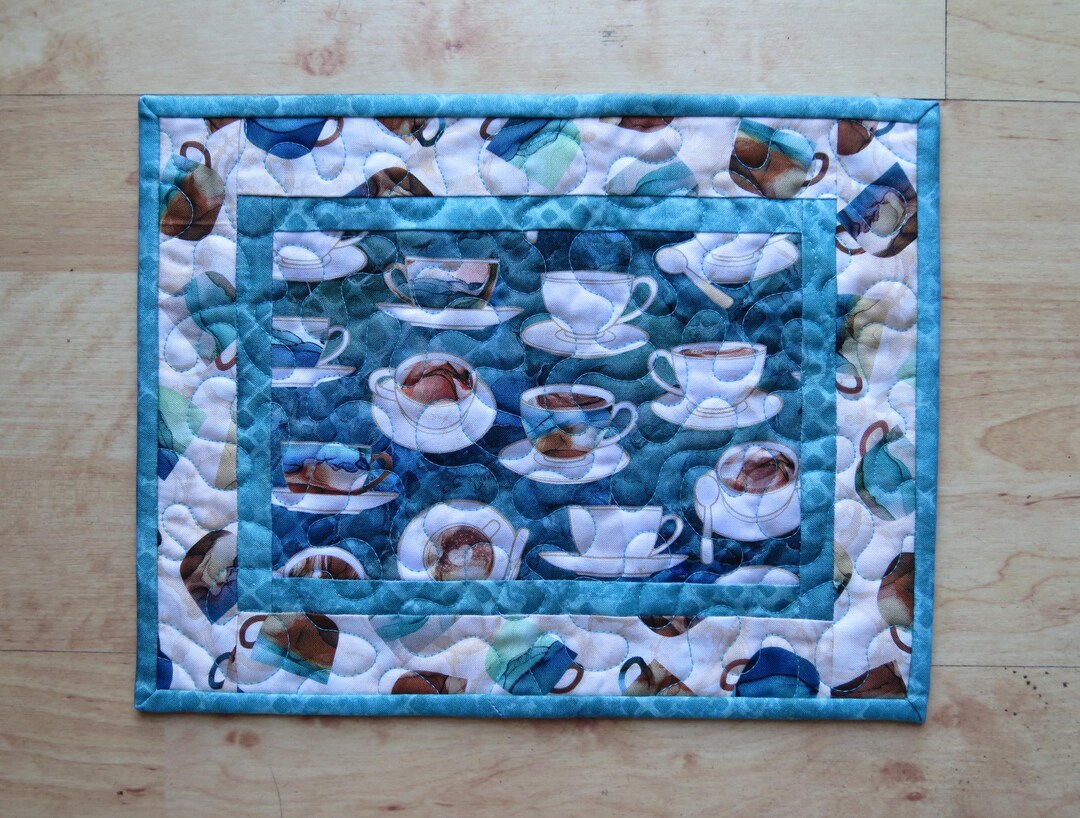 Snacks Rug Quilted Mug Rug | Snack Mat, 8.75x11.25-inch Barista Lt Teal #2288 - Etsy
