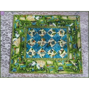 Quilted Table Topper, 20.25x24-inch, RV Camping Makes Life Happy #839