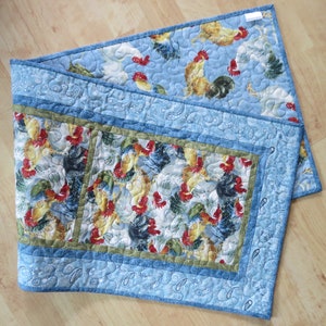 Quilted Table Runner, 14.75x43.5-inch, Early to Rise Blue #2186