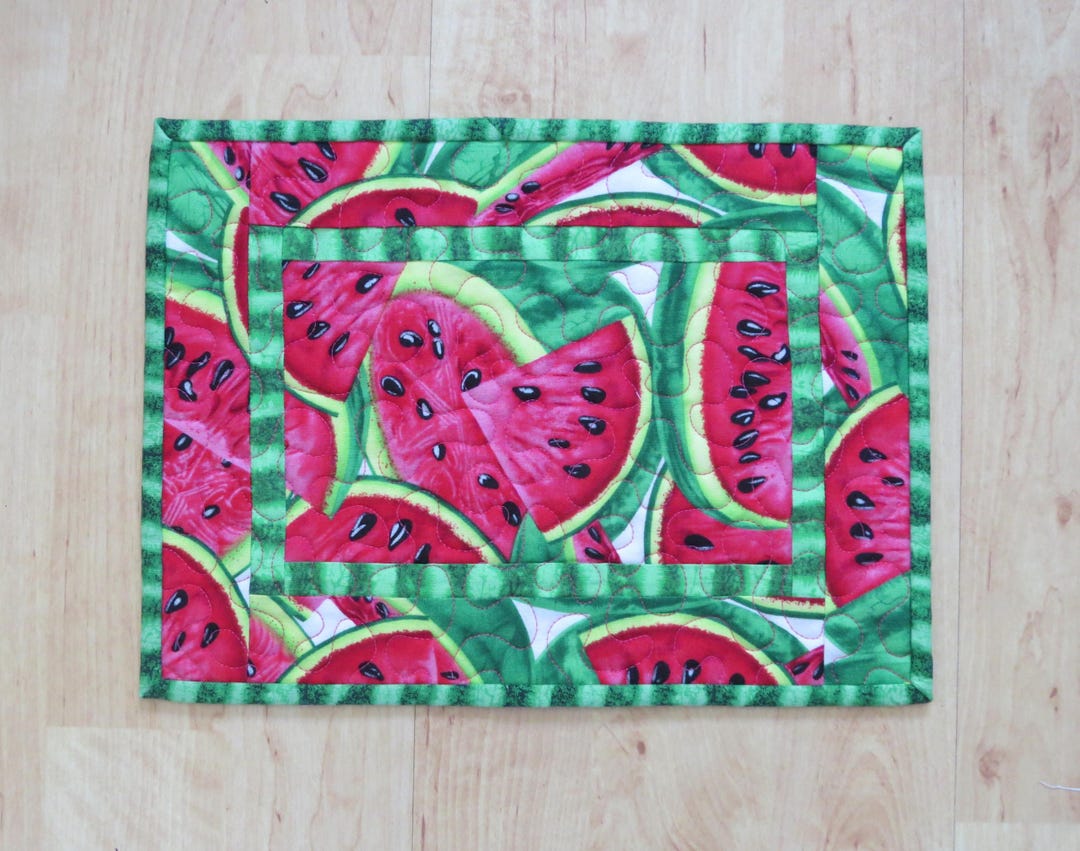 Snacks Rug Quilted Mug Rug | Snack Mat, 8.75x11.25-inch Watermelon Green #2538 - Etsy