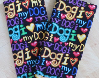 Servilletas reversibles de algodón, cuadradas de 50 cm, juego de 2, "Amo a mi perro" n.° 2065