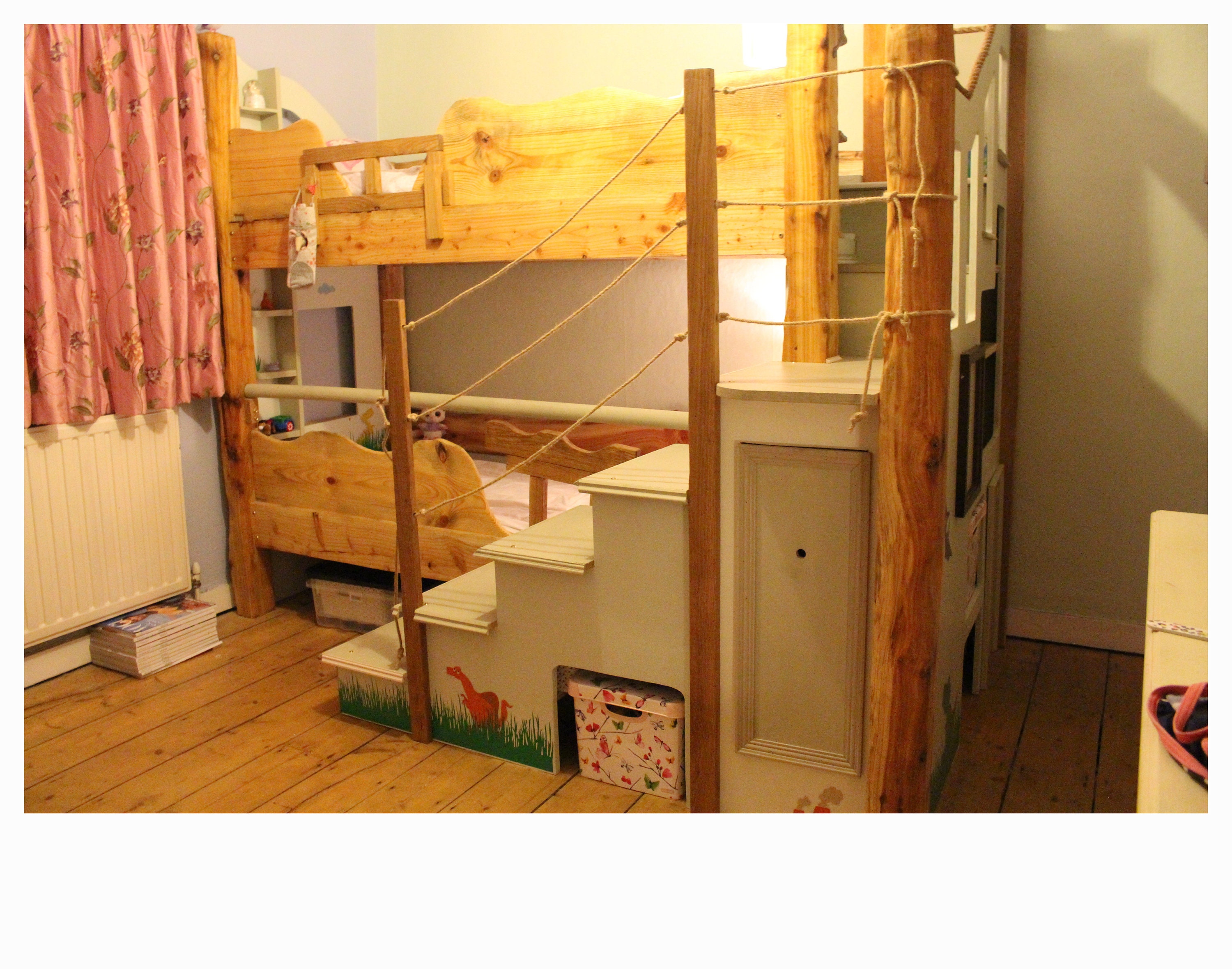 Solid wood loft bed on sale with stairs