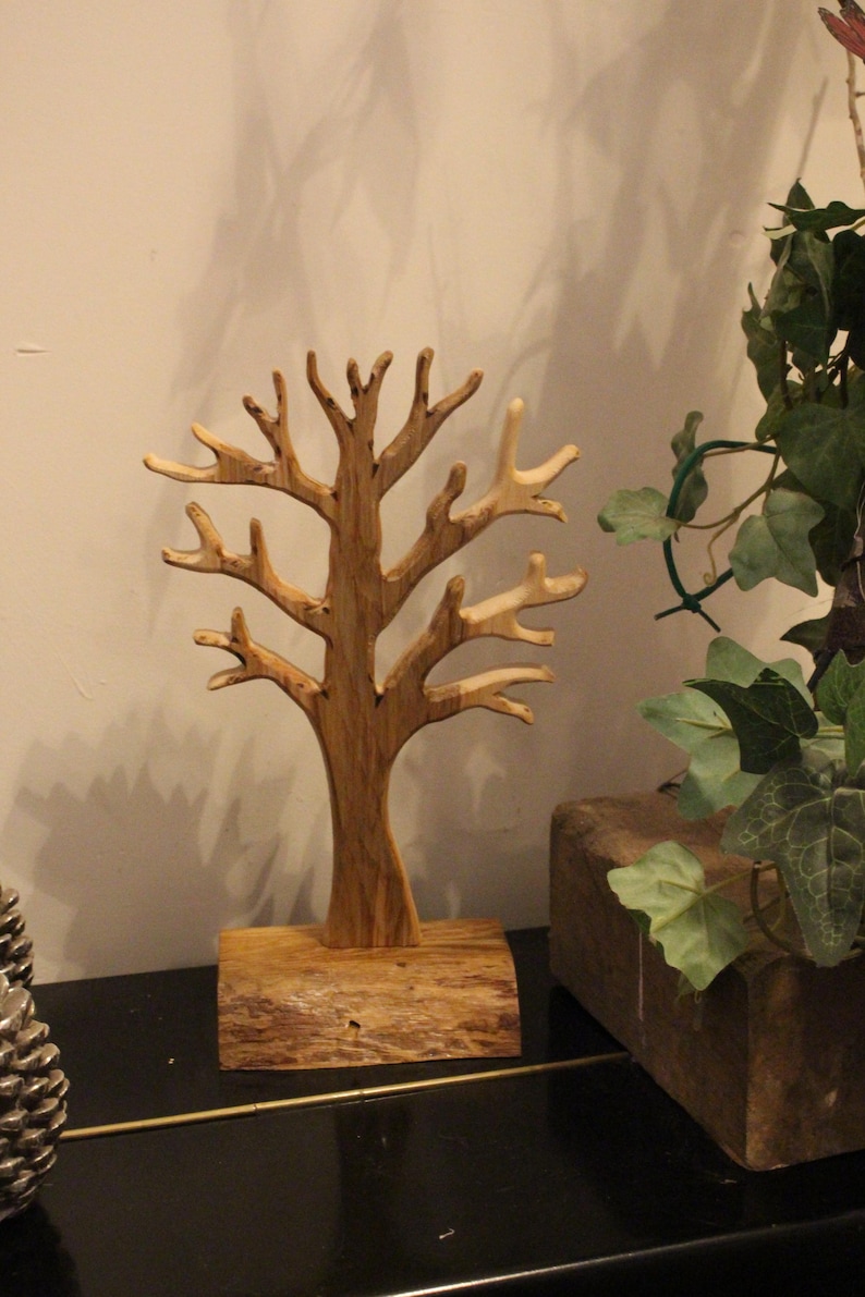 Handmade Tree Wooden Jewelry Tree Stand Jewellery Organizer Jewelry Necklace Ring Earring Holder Jewelry stand tree Necklace holder tree image 2