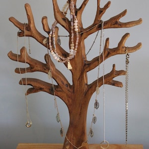 Handmade Tree Wooden Jewelry Tree Stand Jewellery Organizer Jewelry Necklace Ring Earring Holder Jewelry stand tree Necklace holder tree image 7