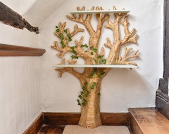 Wooden Tree Bookcase, Bookshelf Handmade Interior Furniture, Book Storage Home Decor Display Unit, Wood Shelves Book Stand