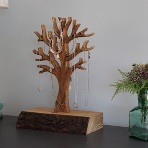 Handmade Tree Wooden Jewelry Tree Stand Jewellery Organizer Jewelry Necklace Ring Earring Holder Jewelry stand tree Necklace holder tree image 4