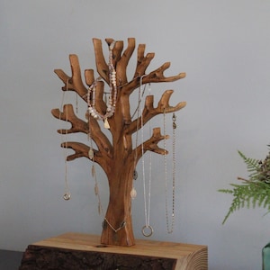 Handmade Tree Wooden Jewelry Tree Stand Jewellery Organizer Jewelry Necklace Ring Earring Holder Jewelry stand tree Necklace holder tree image 5