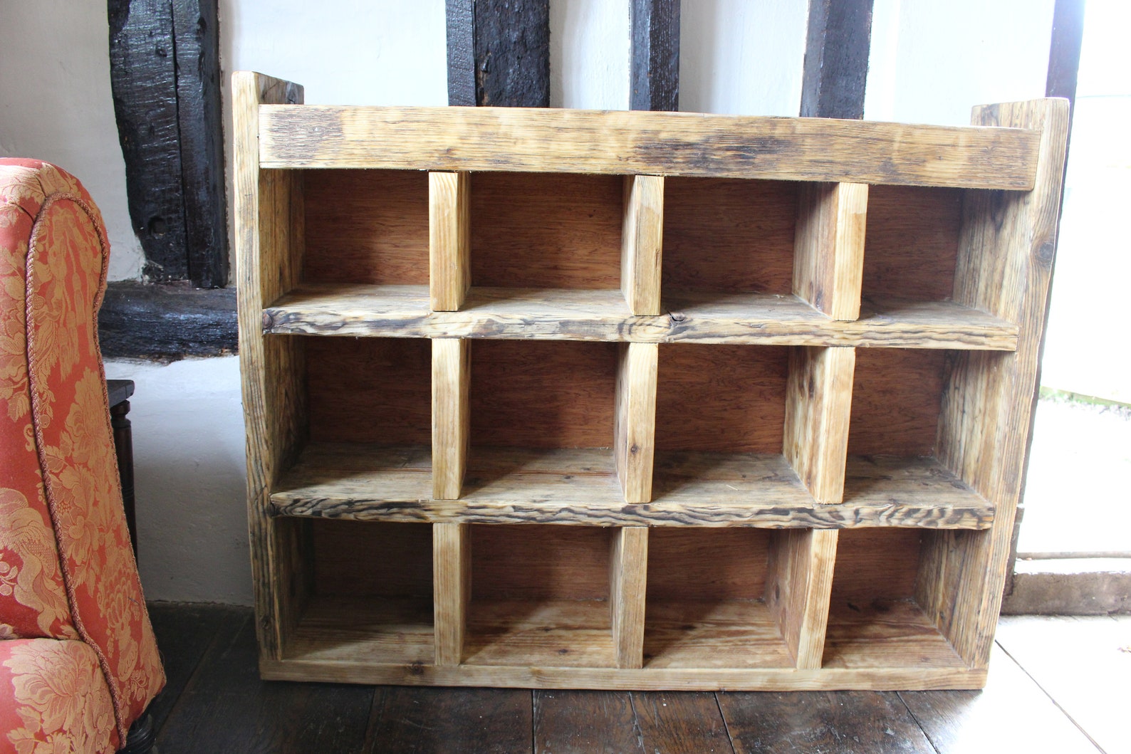 Wood Storage Unit With Boxes, Display Unit for Thimbles, Handmade