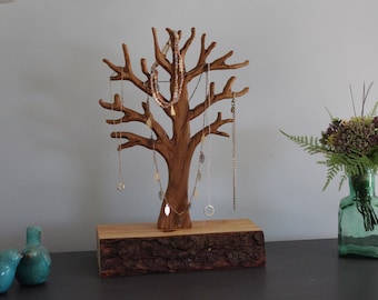 Handmade Tree Wooden Jewelry Tree Stand Jewellery Organizer