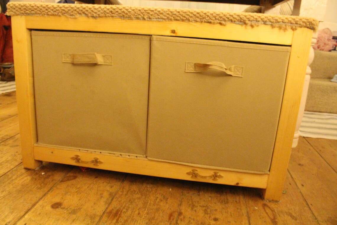 Storage Bench With Cushion Wooden Entryway Bench With Etsy UK