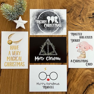 Carte postale de Noël Potterhead (ensemble et individuel)