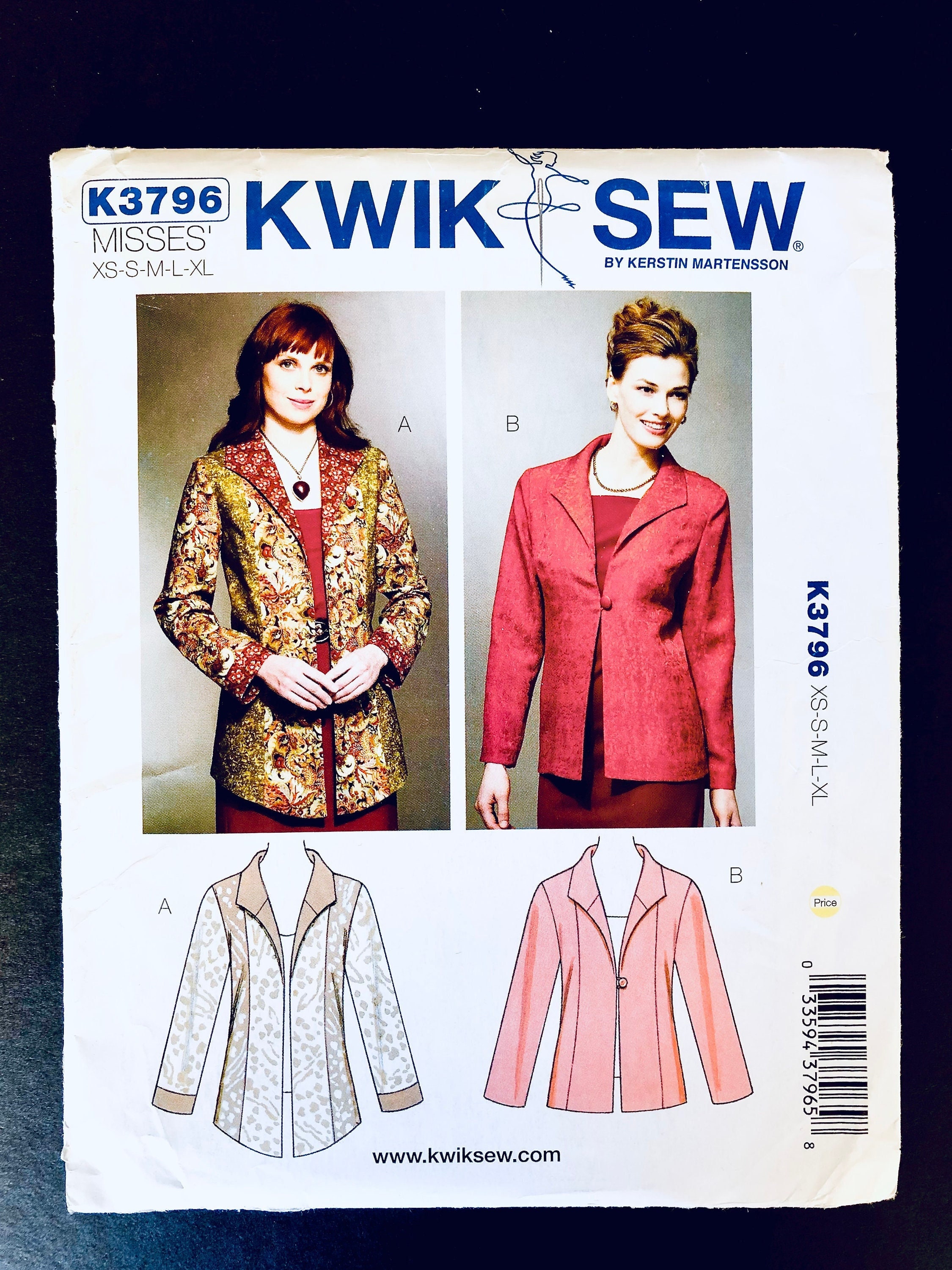 Kwik Sew K3796 Woman's Jacket Sewing Pattern Long Sleeve - Etsy Australia