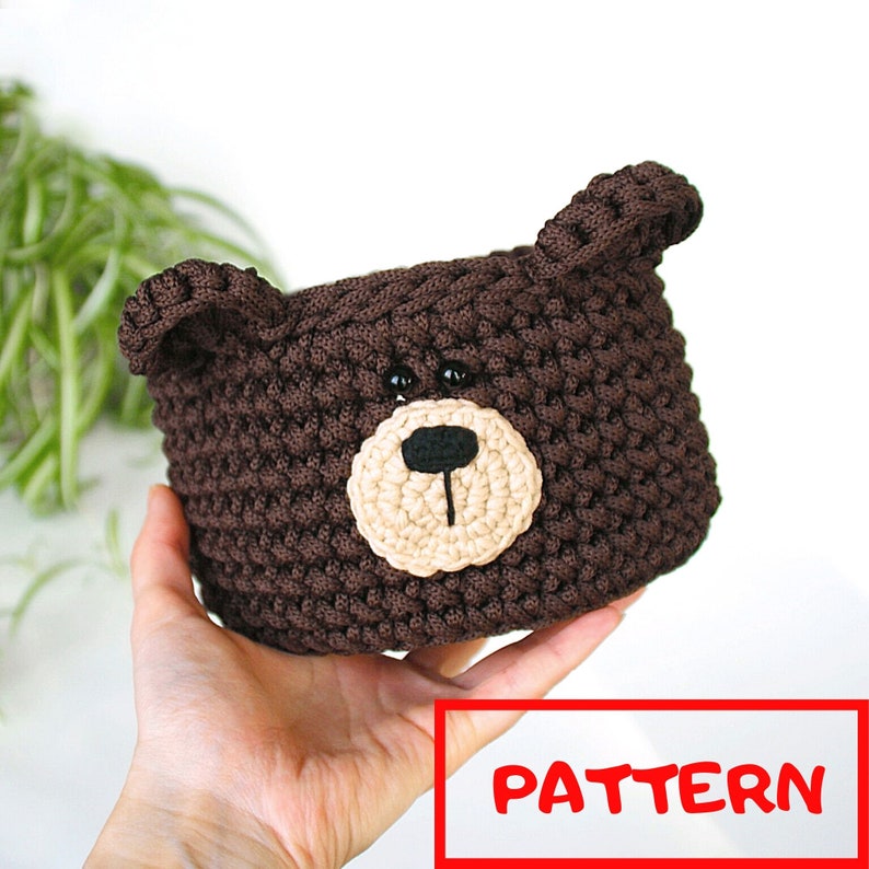 Bear Basket crochet PATTERN for woodland nursery decor Etsy