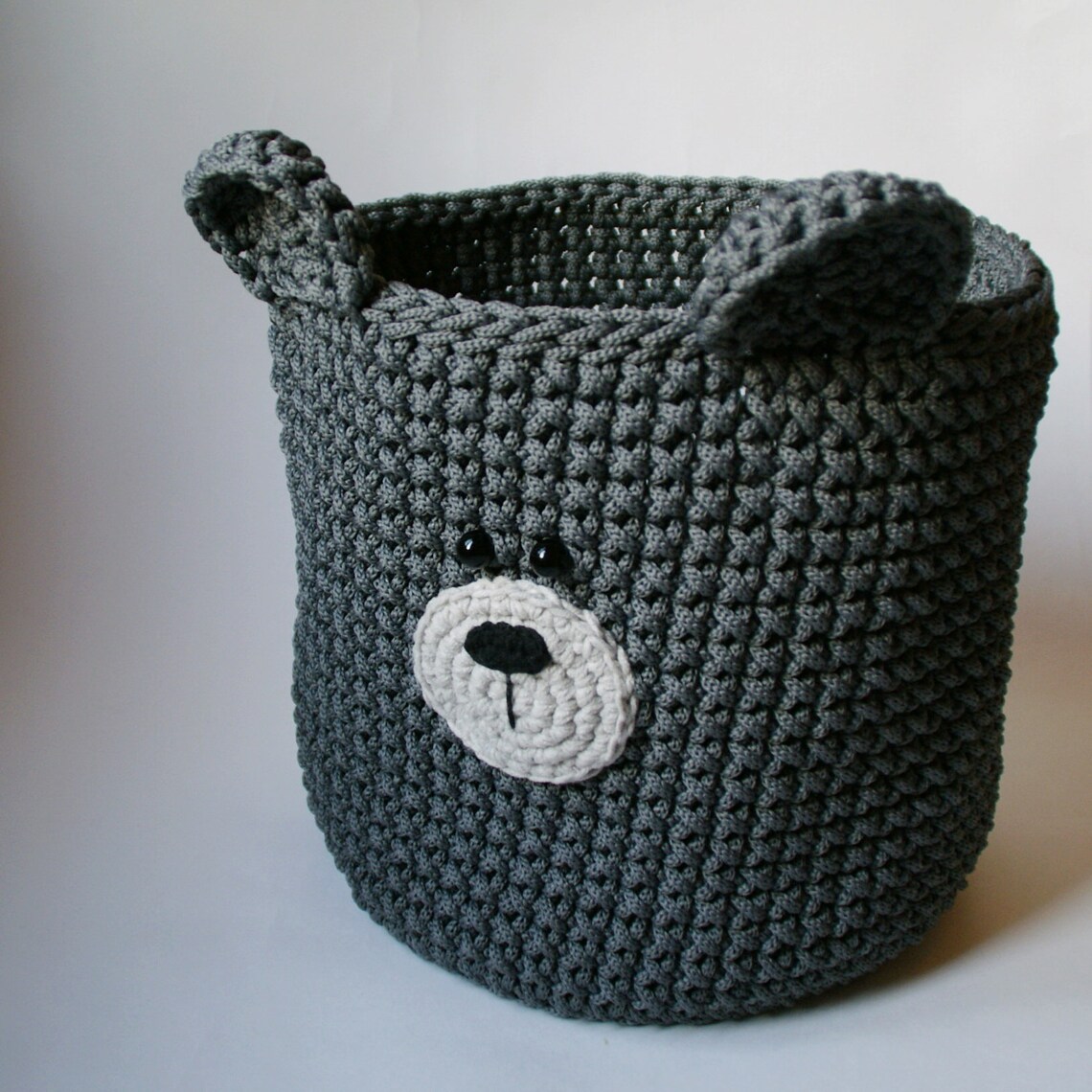 Bear basket for woodland nursery decor Animal crochet basket Etsy