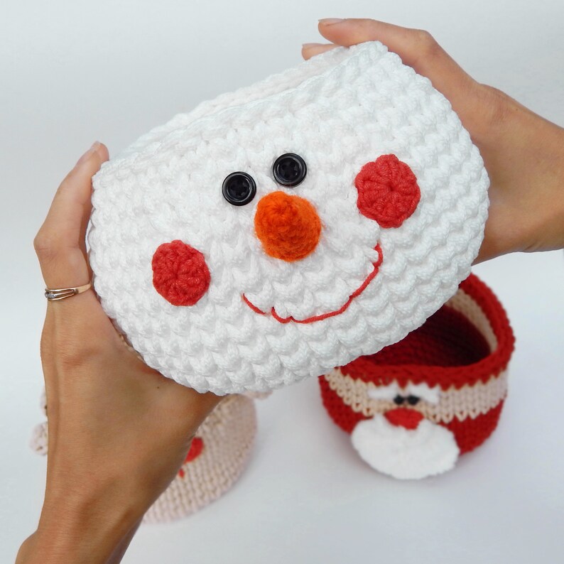 Christmas basket PATTERN DIY snowman crochet basket Etsy