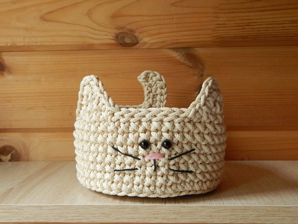 Crochet cat basket cat nursery decor cat lover gift gift Etsy