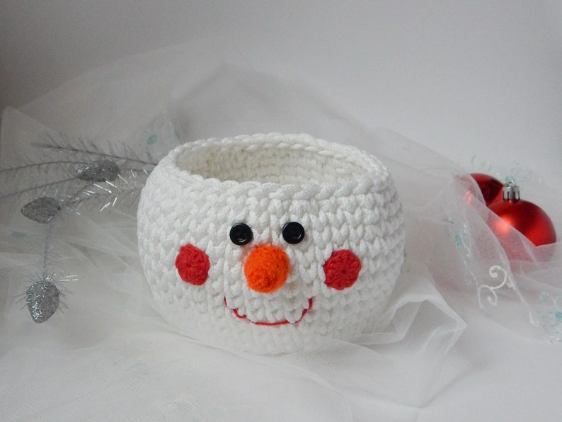 Christmas basket PATTERN DIY snowman crochet basket Etsy