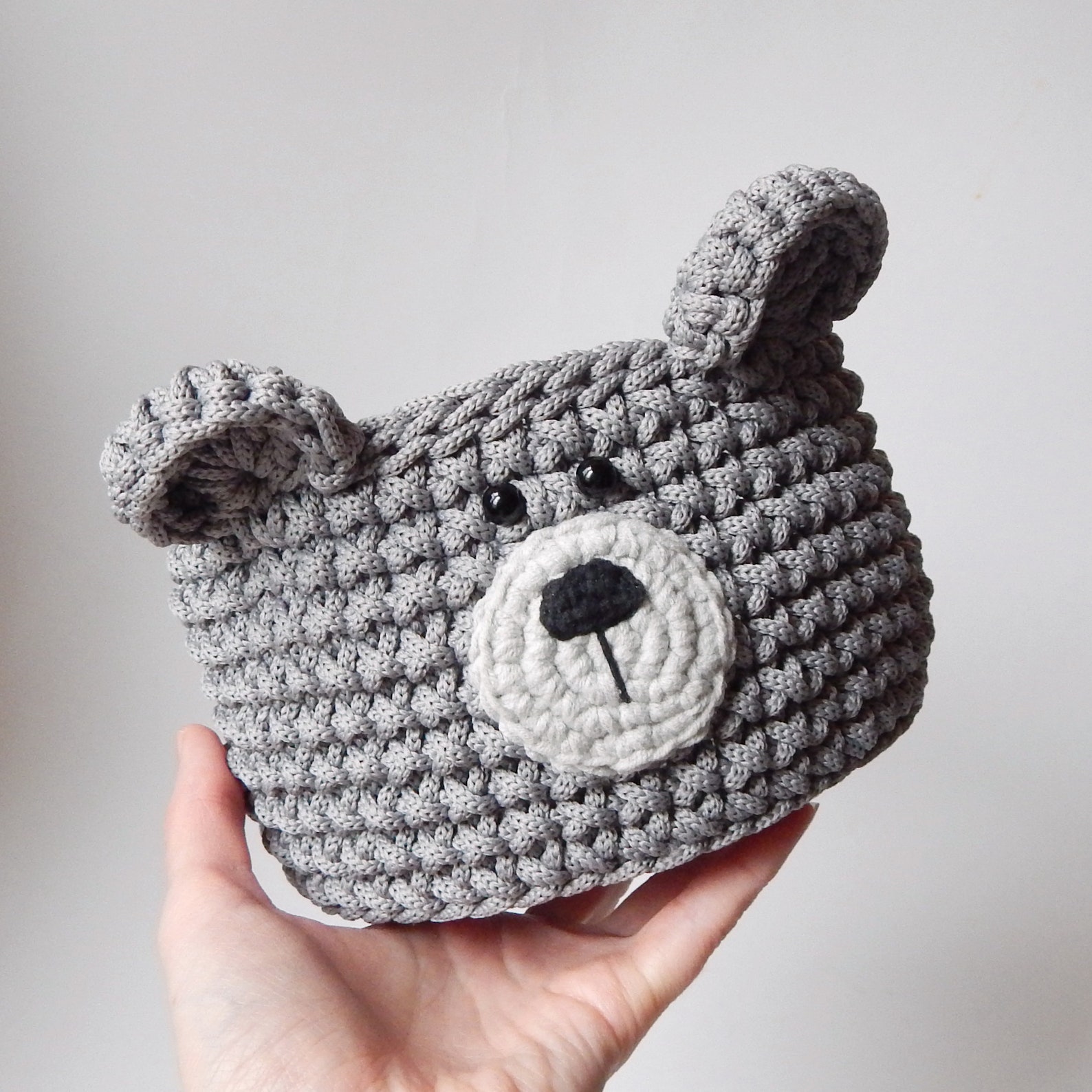 Bear nursery basket Woodland basket Crochet storage bear Etsy