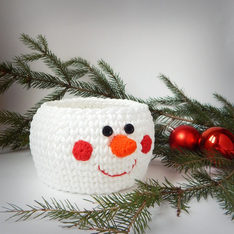 Christmas basket PATTERN DIY snowman crochet basket Etsy