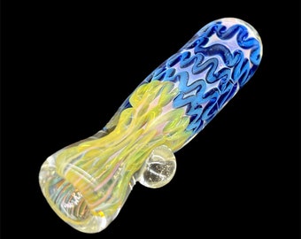 Blue Chillum Glass Pipes, Unique One Hitter Pipe