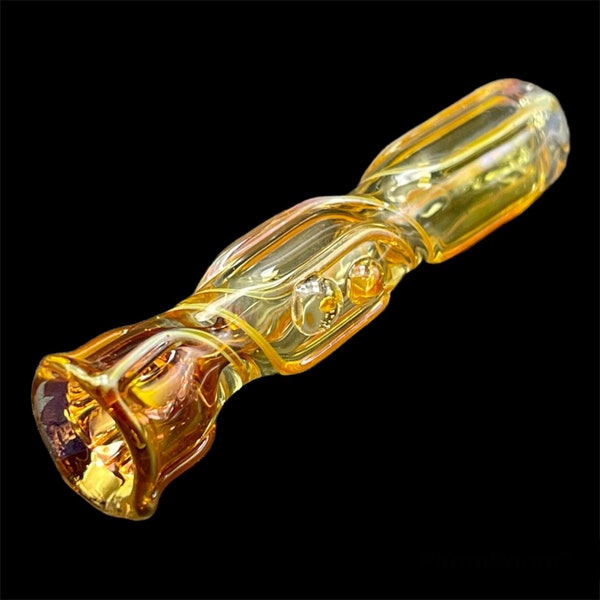 One Hitter Golden Fumed Glass Pipes, Mini Chillum Glass Pipe