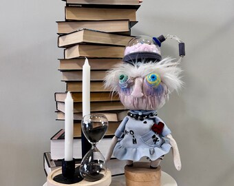 Mad Scientist Big 12 inch Grungy Voodoo Handmade Doll - Albert Einstein, Mad Professor doll,  Made in Ukraine