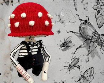Amanita Mushroom Textile Doll: Fly Agaric Home Decor