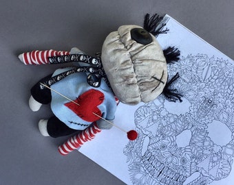 Creepy Cute Zombie Voodoo Doll – Handmade Gothic Halloween Decor