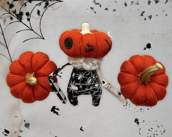 Pumpkin Horror Art Doll - Gothic Gift, Halloween Decor, Voodoo Monster Doll, MAde in Ukraine