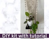 DIY Macrame Wall Shelf Kit / Easy Macrame Plant Shelf Tutorial / Make your own / For beginners / craft activity kit / Diamond pattern