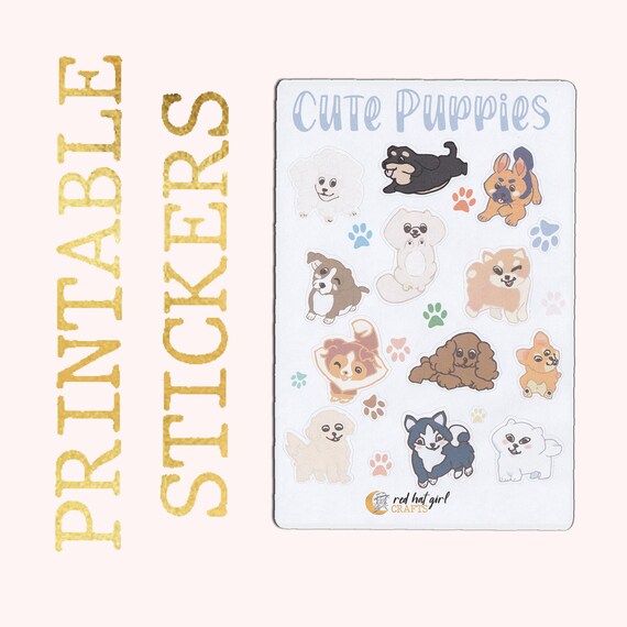 DOWNLOADABLE Cute Puppies Dogs Sticker Sheet Printable | Etsy