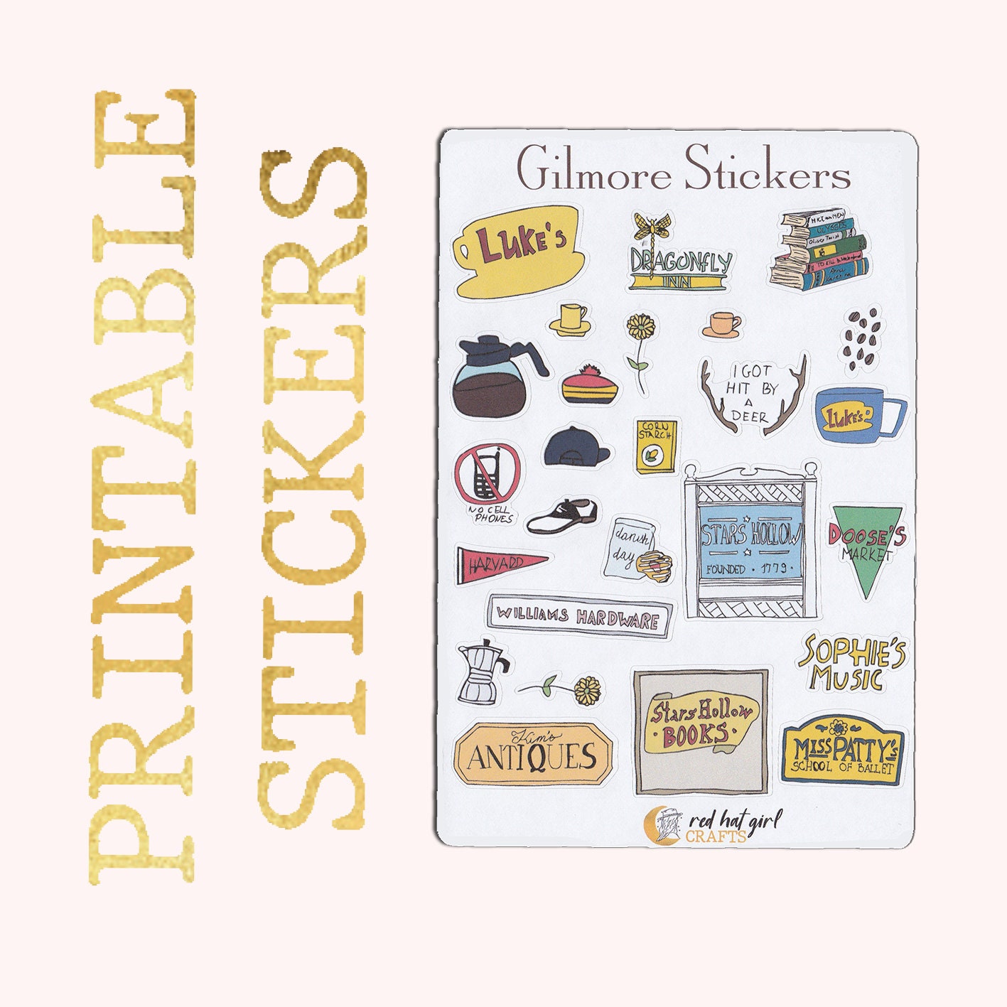 downloadable gilmore stickers sheet printable scrapbook etsy