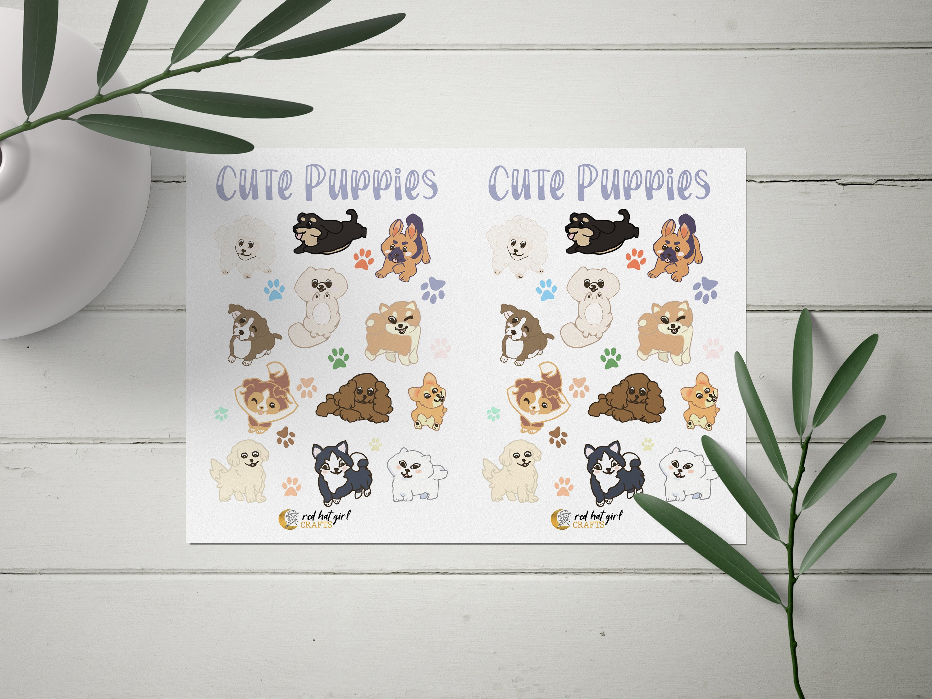 DOWNLOADABLE Cute Puppies Dogs Sticker Sheet Printable | Etsy