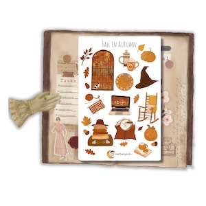 Fall in Autumn Sticker Sheet / Bullet Journal Sticker, Adesivi Scrapbook, Adesivo Planner, Adesivi per pianificatore, Adesivi per diario