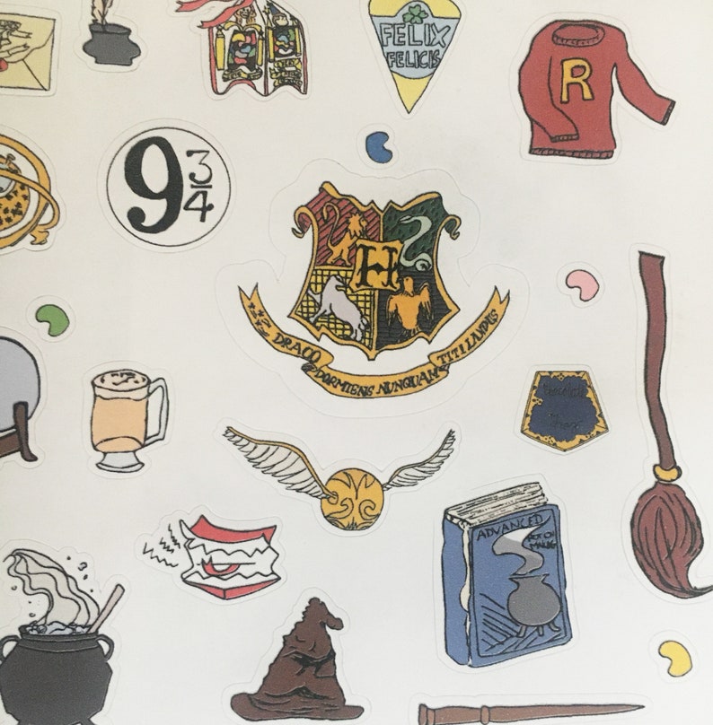 sticker sheet harry potter hogwarts doodles planner etsy